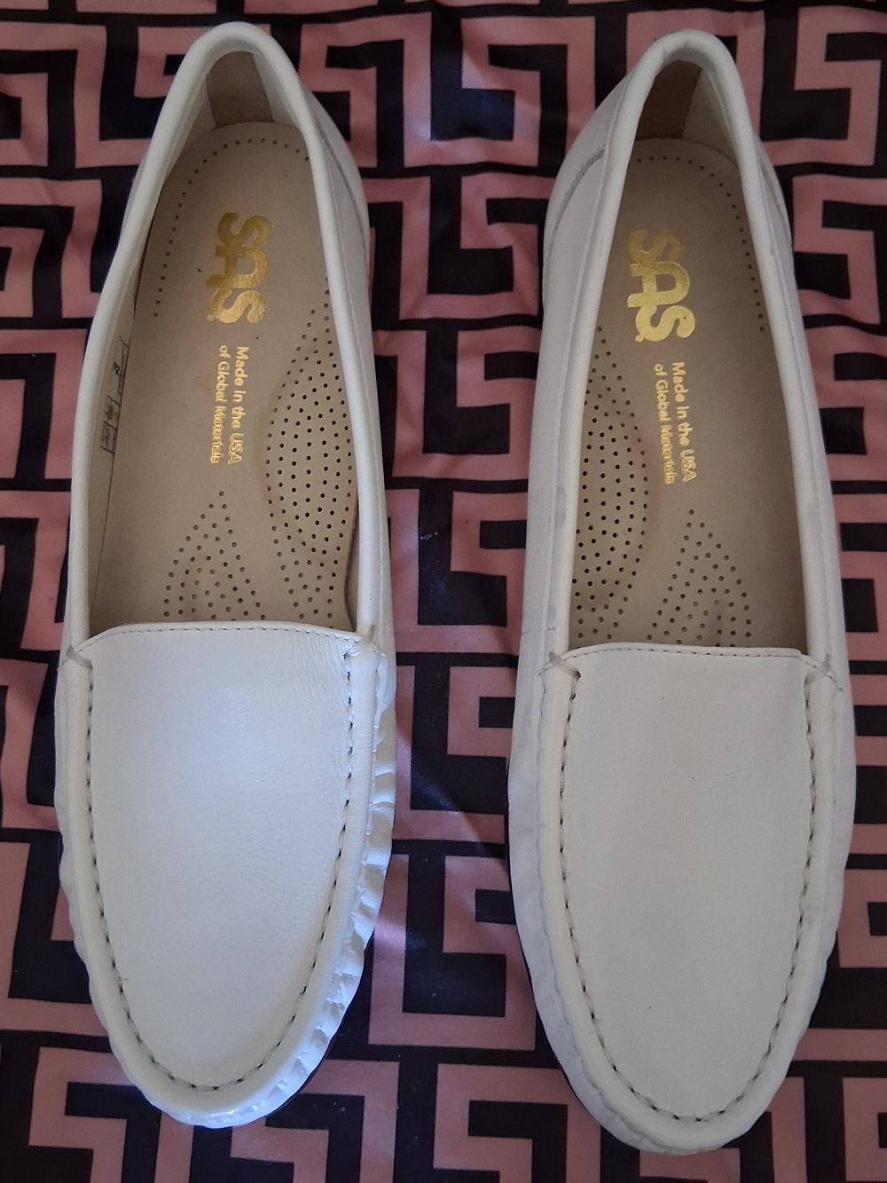 SAS Women's White Leather Driving Loafers